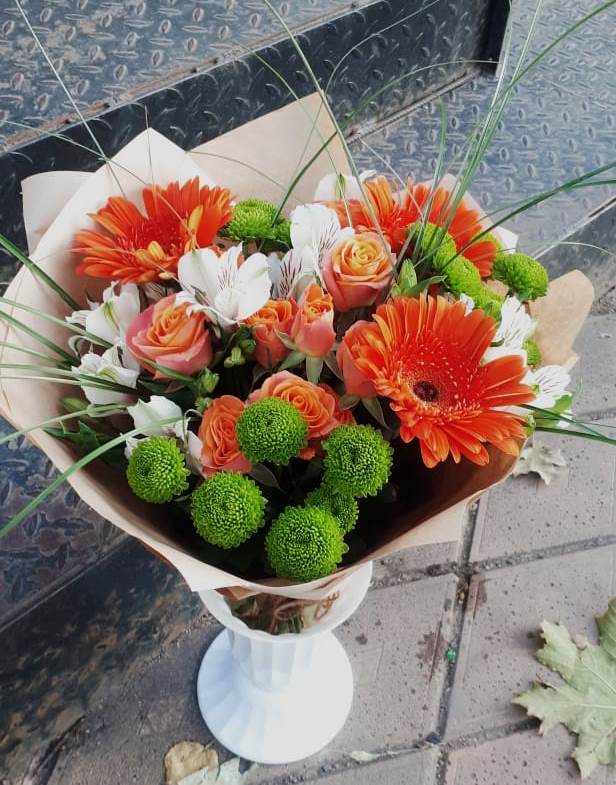 Букет цветов из: Герберы, Хризантемы, Альстромерии и Розы в Баймаке