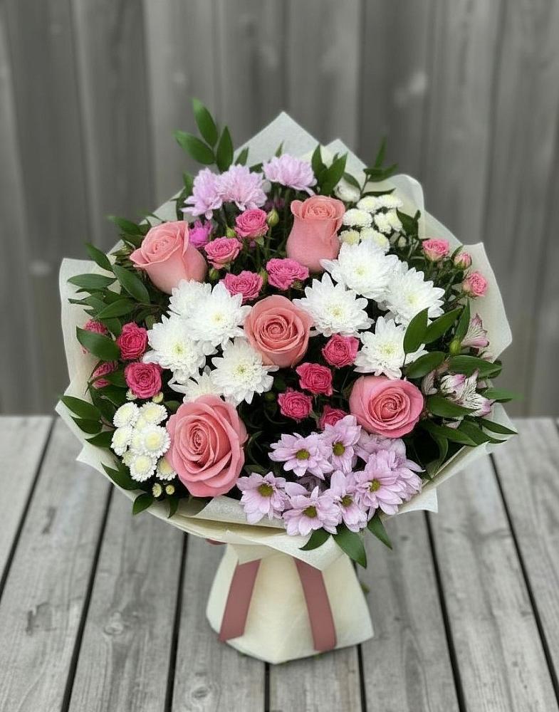 Букет цветов из: Альстромерии, Гвоздики, Розы и Хризантемы в Баймаке