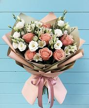 Букет цветов из:  Розы, Альстромерии и Лизиантусы в Баймаке