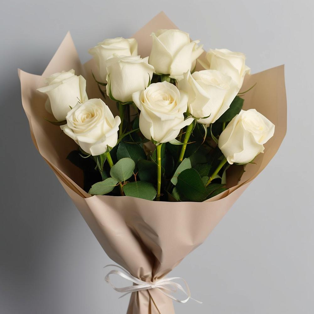 Букет 9 Белых роз Эдлесс Лав в Баймаке