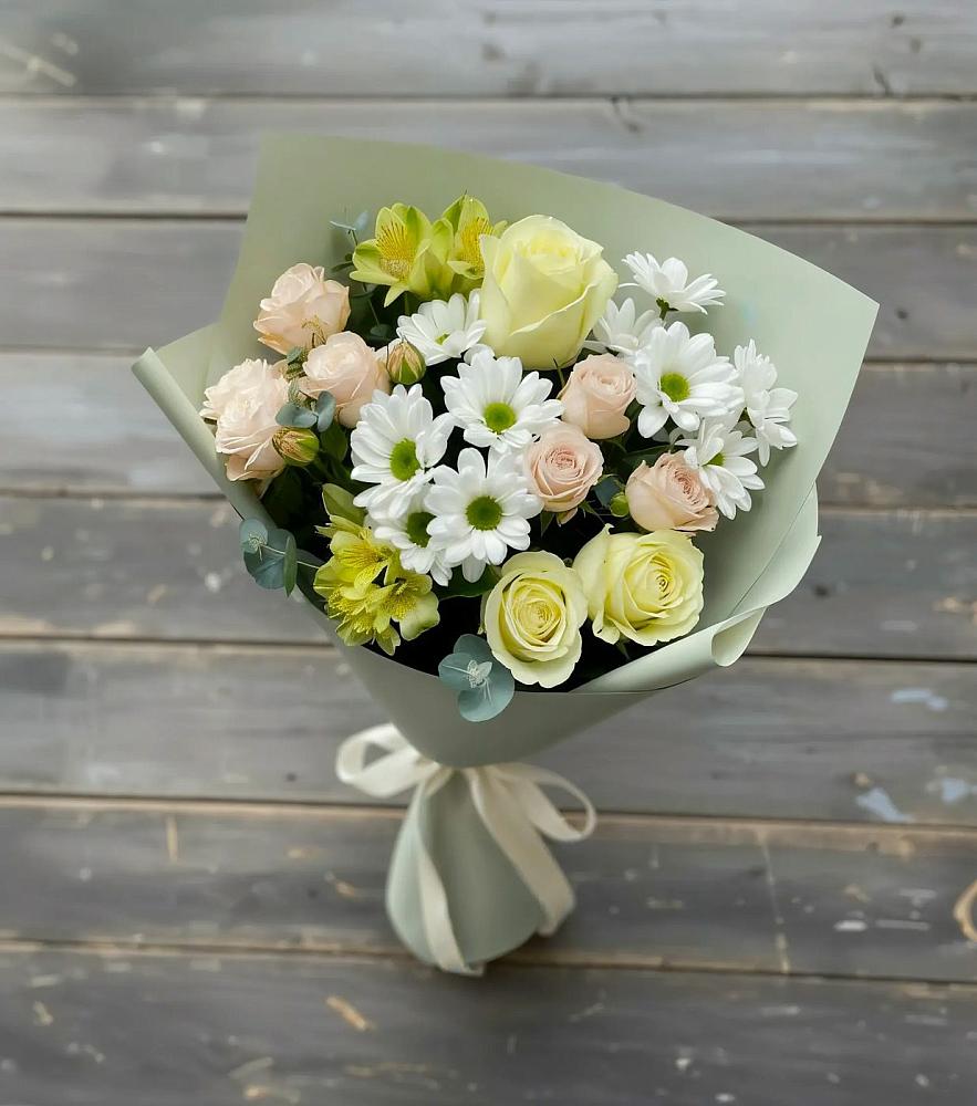 Букет цветов из: Альстромерии, Розы и Хризантемы в Баймаке