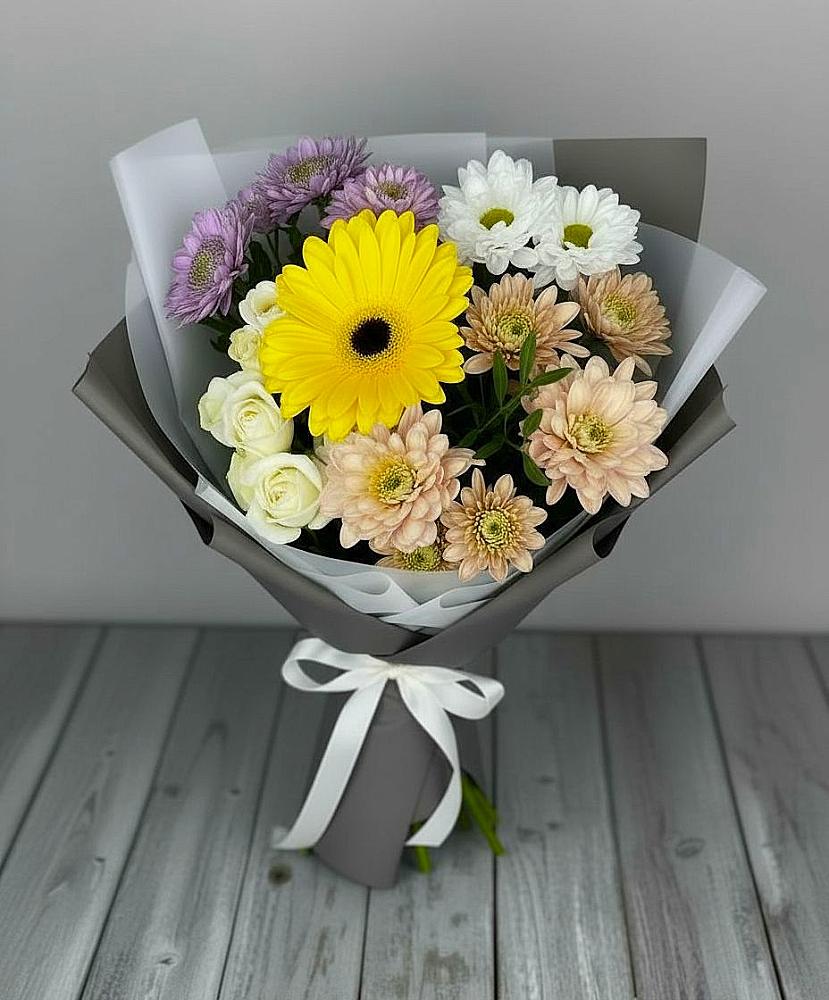 Букет цветов из: Розы, Герберы и Хризантемы в Баймаке
