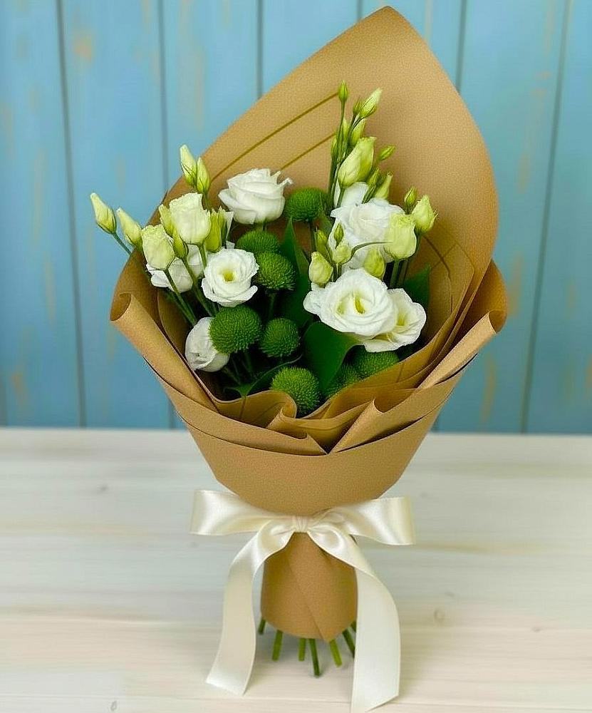 Букет цветов из: Хризантемы и Лизиантусы в Баймаке