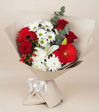 Букет цветов из:  Розы, Хризантемы, Герберы и Лилии в Баймаке