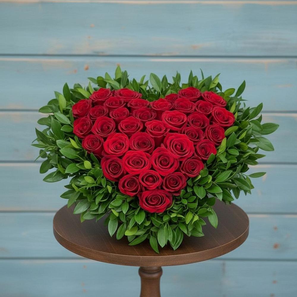 Цветочная композиция из Розы в виде сердца в Баймаке