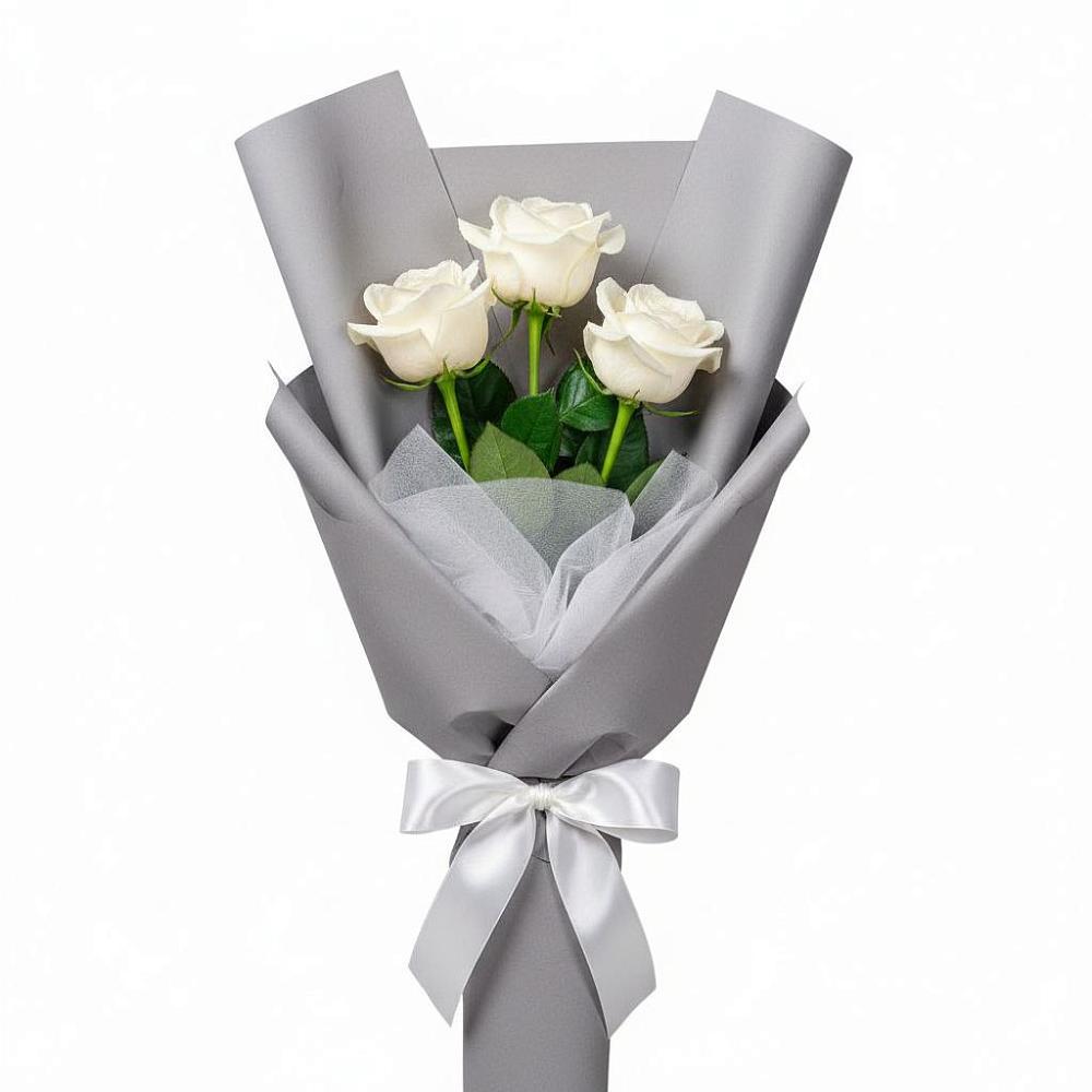 Букет 3 белые розы в Баймаке