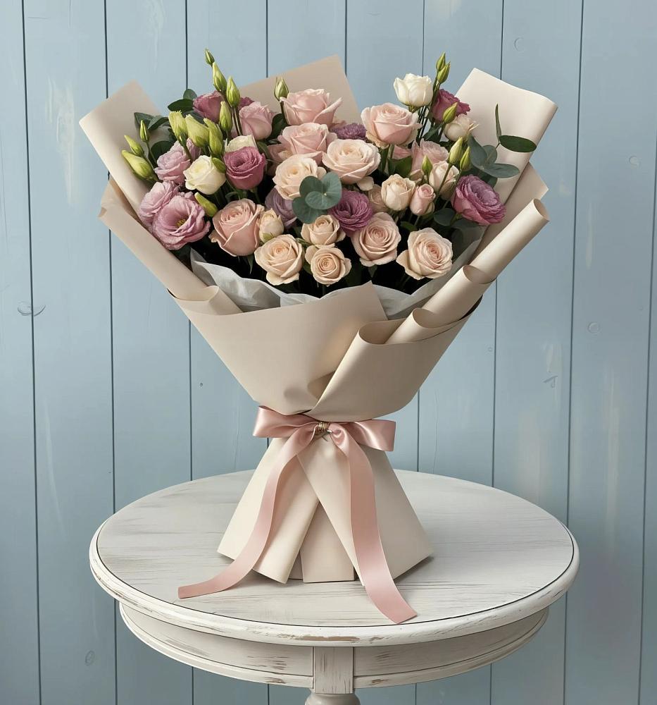 Букет цветов из: Розы и Лизиантусы в Баймаке