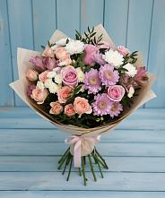 Букет цветов из:  Хризантемы, Розы и Альстромерии в Баймаке