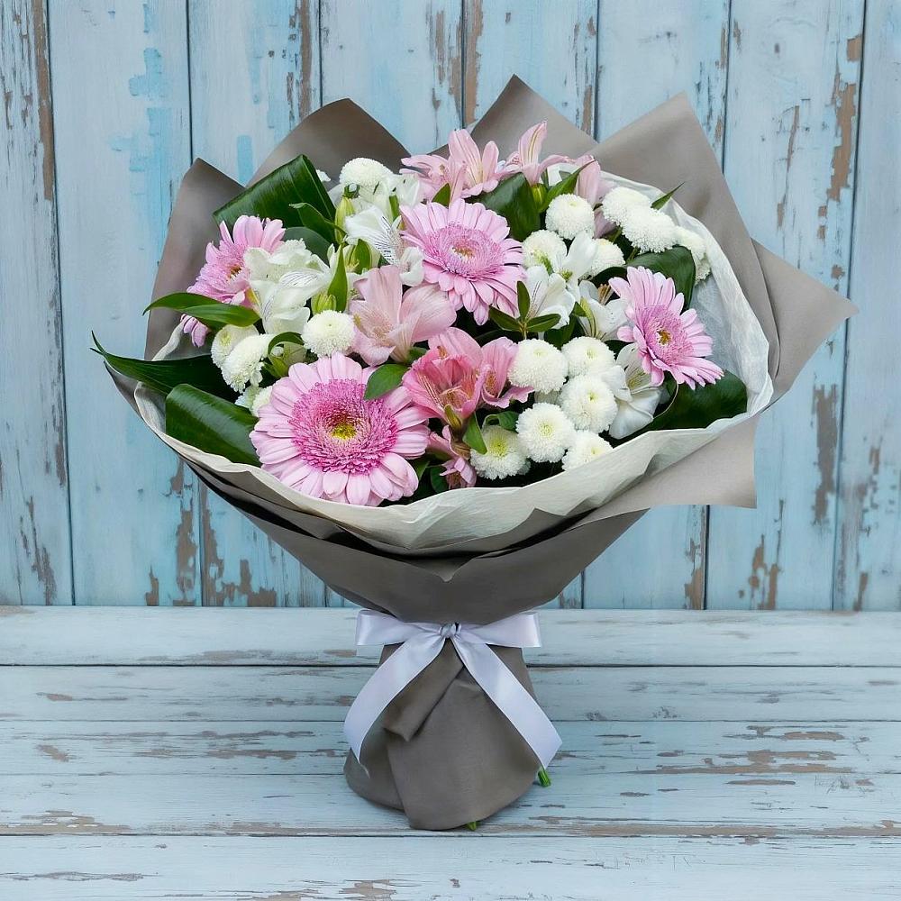 Букет цветов из: Герберы, Альстромерии и Хризантемы в Баймаке