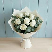 Букет Белые розы в Эвкалипте #REPLACE_PRED# Баймаке